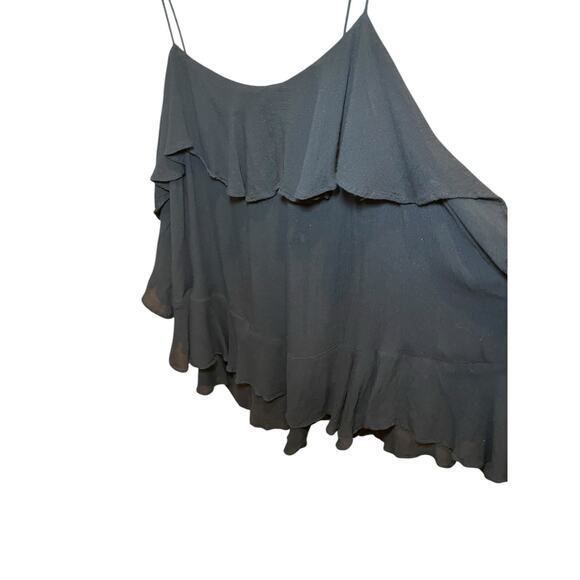 Free People Intimately Women Small Black‎ Ruffle Sleeve Blouse Top Flowy - Picture 7 of 8